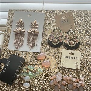 Elegant Pink and Gold Dangle Earrings